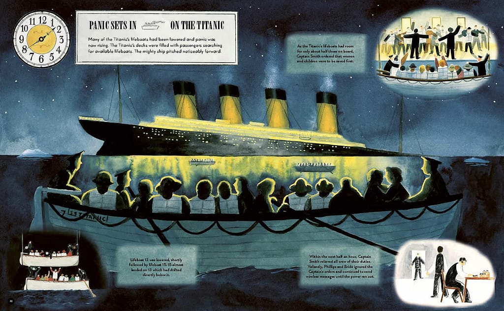 Illustrated non-fiction Rescuing Titanic double page